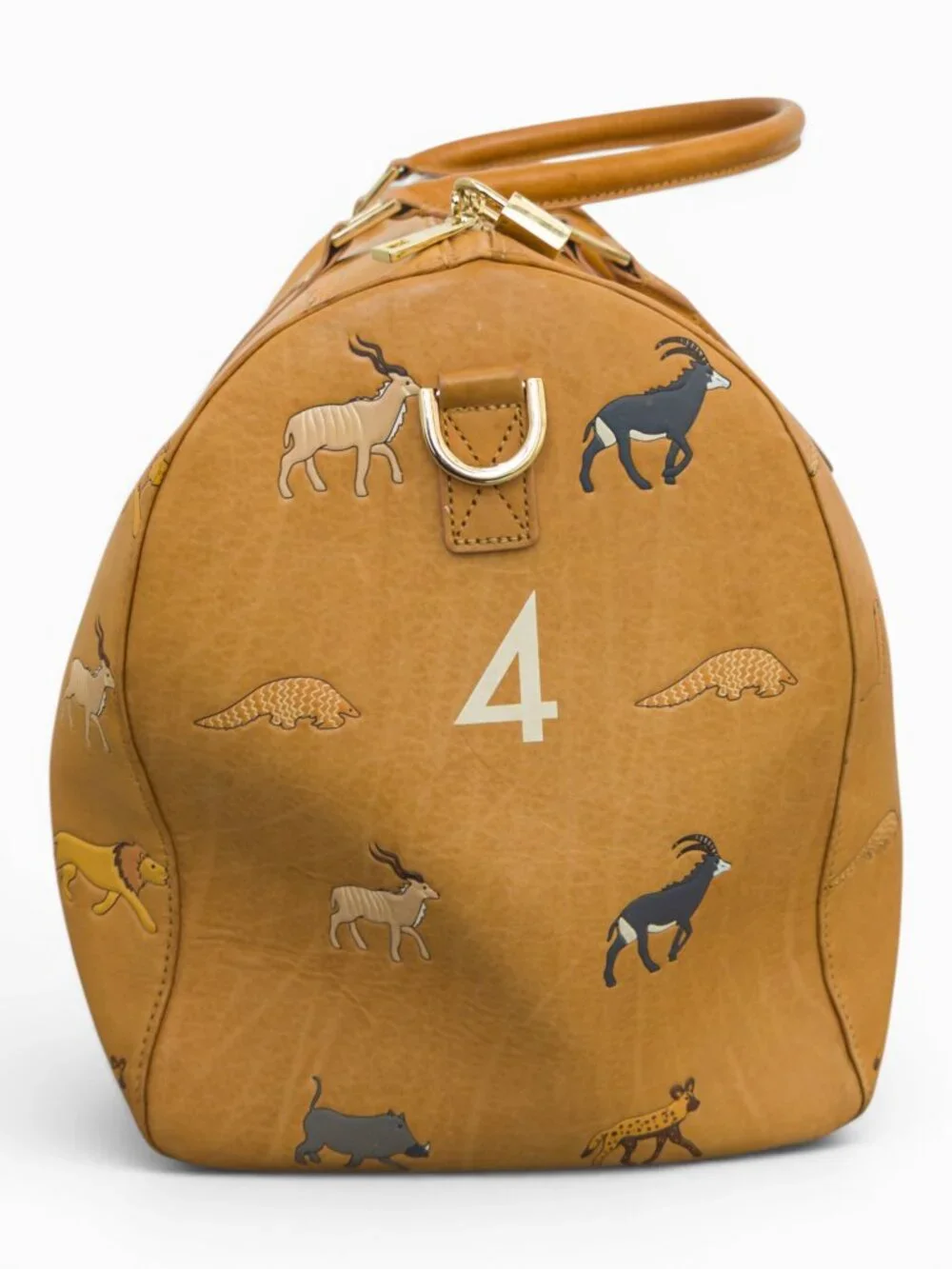 SOLD - Very Troubled Child Savanna Leather Duffle, Hand-Painted Animal Motif